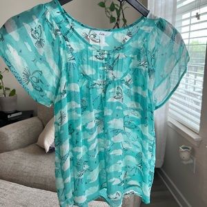 Teal flowy blouse